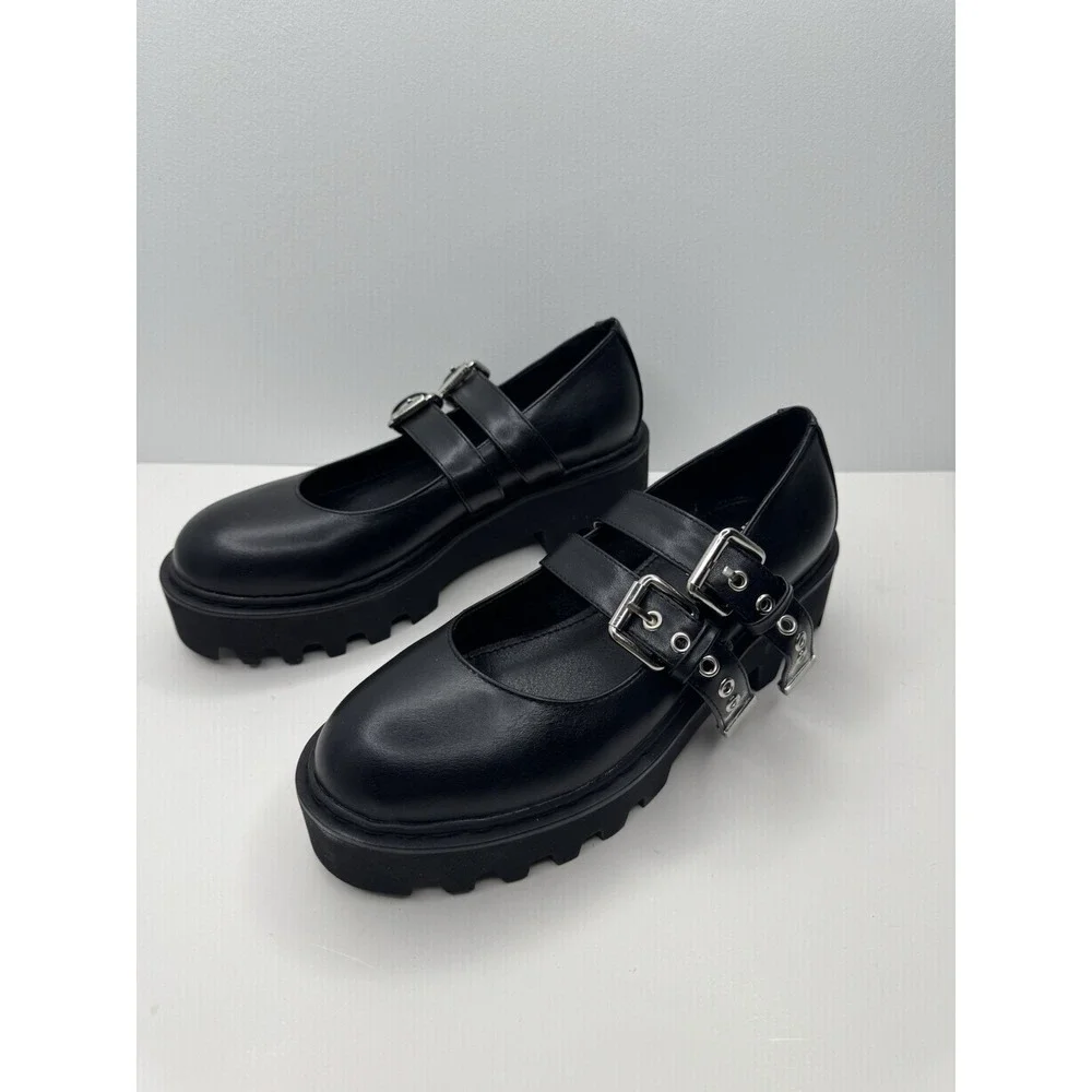 LaModa Dolls Kills Black chunky platform mary‎ janes size 7